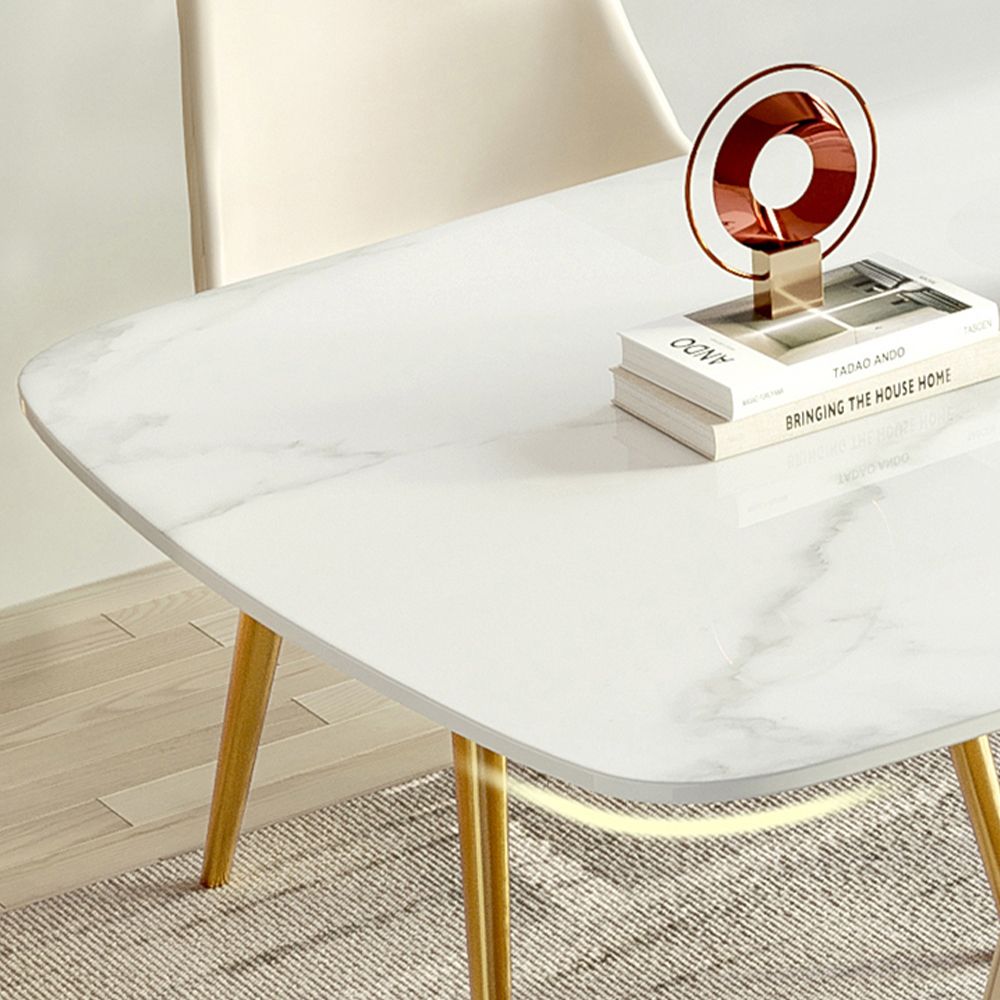 White Glossy Sintered Stone Dining Tables