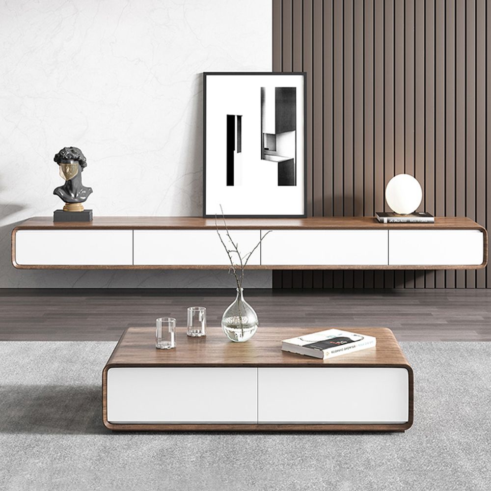 Floating Dark Wood & White MDF TV Stands