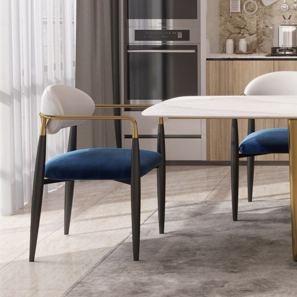 Modern Luxury White Velvet Dining Chairs