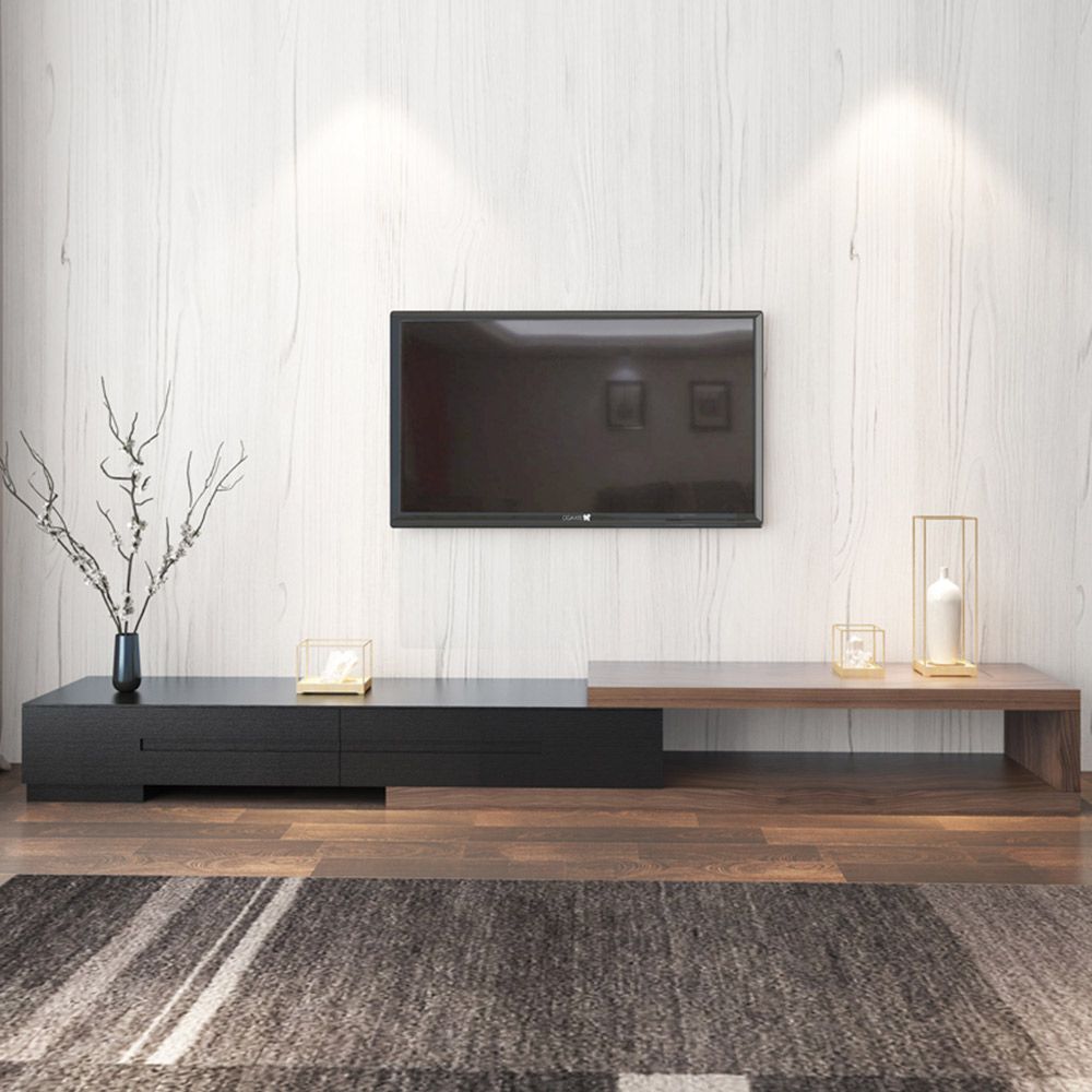 Estendibile Legno scuro e nero  MDF Supporti TV