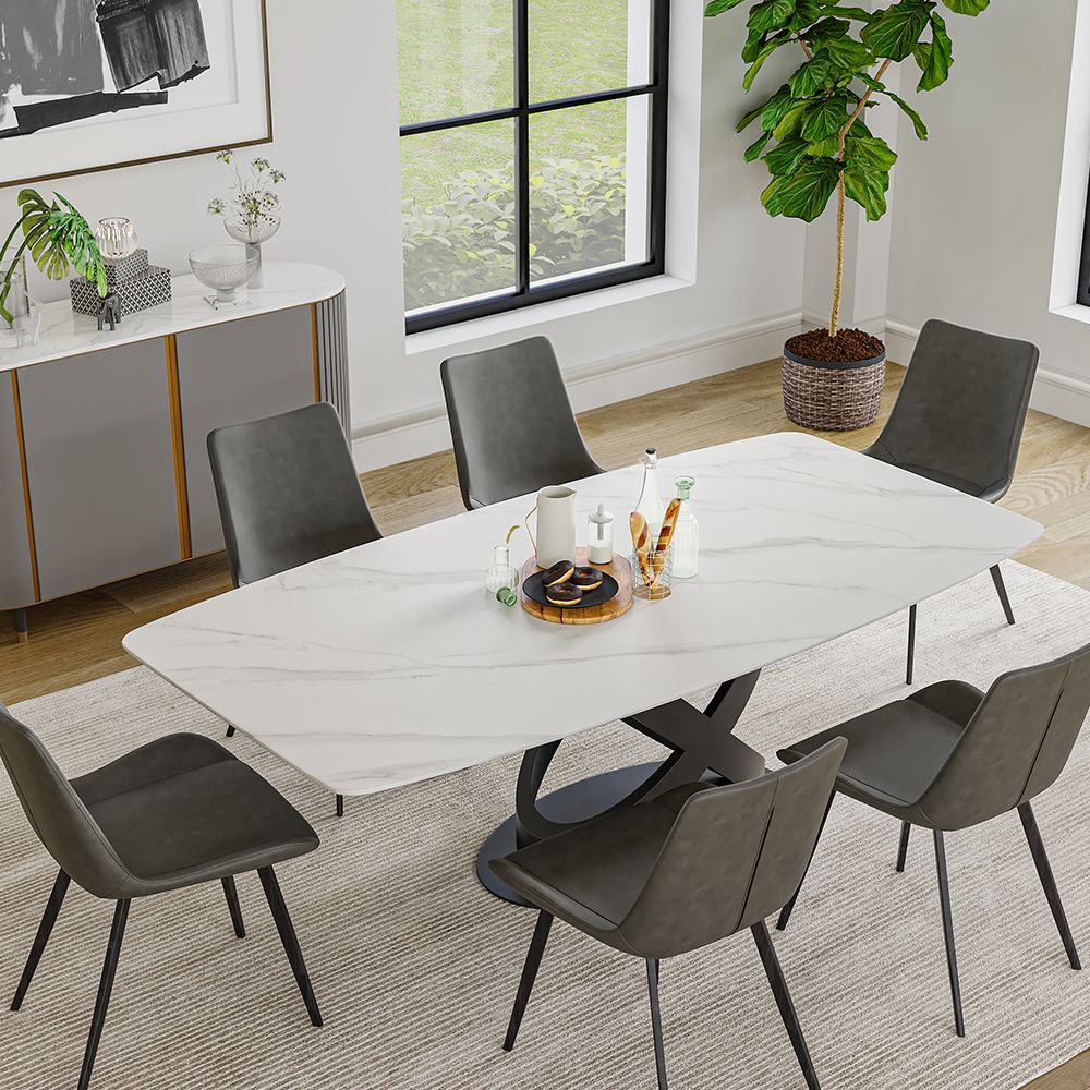 White Matte Sintered Stone Dining Tables