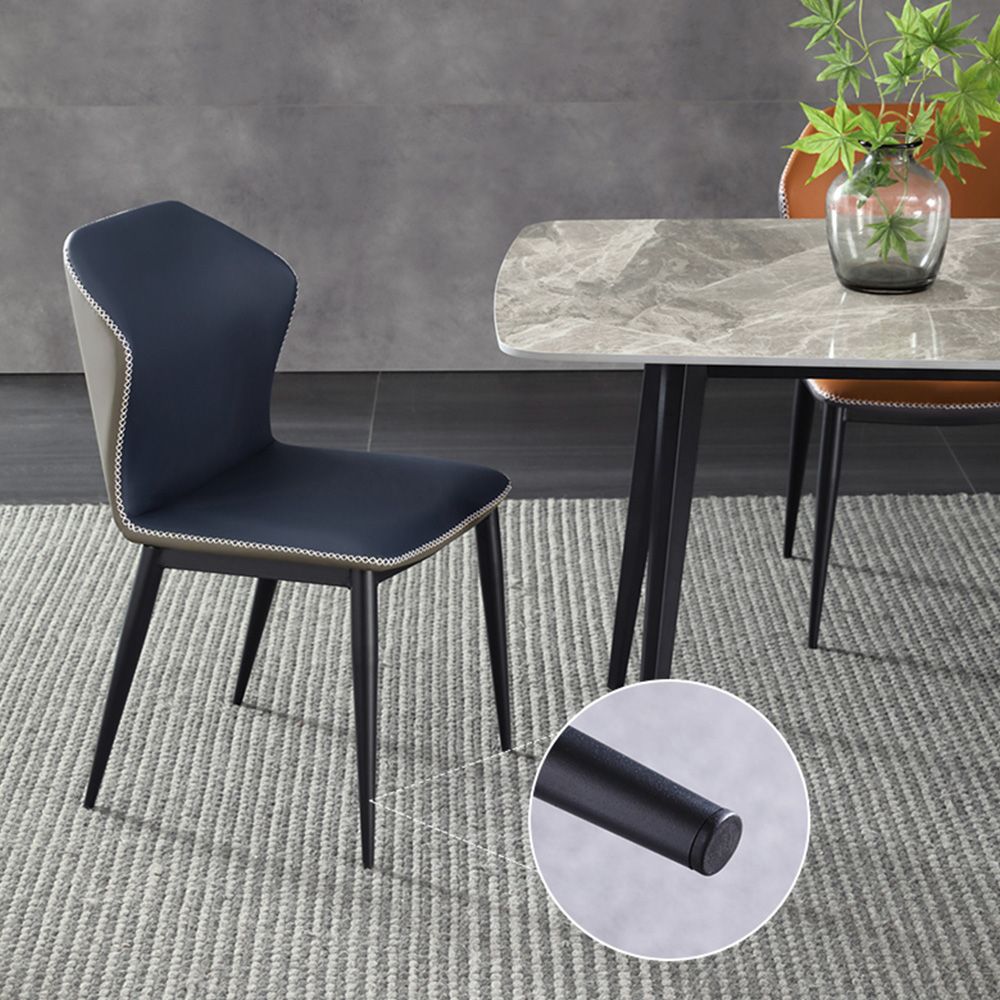 Moderno Blu navy Pelle Sedie da pranzo