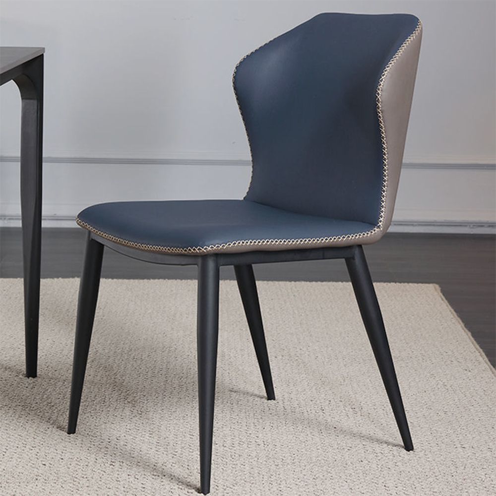 Parzialmente assemblato Blu navy Pelle Sedie da pranzo