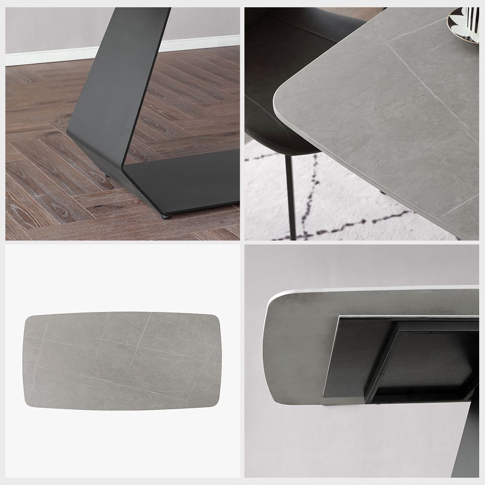 Sintered Stone Gray Matte Sintered Stone Dining Tables