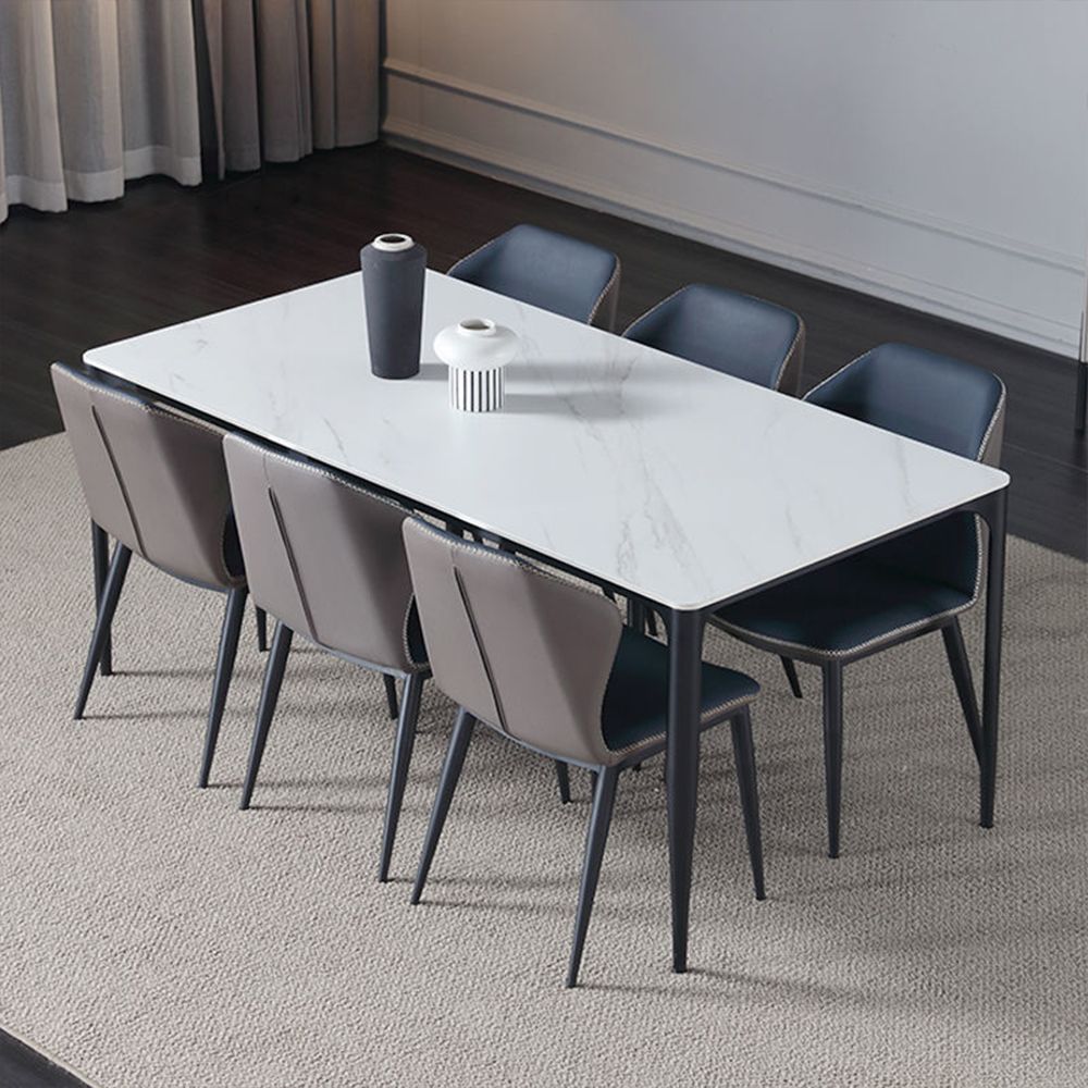 Gamba in metallo Blu navy Pelle Sedie da pranzo