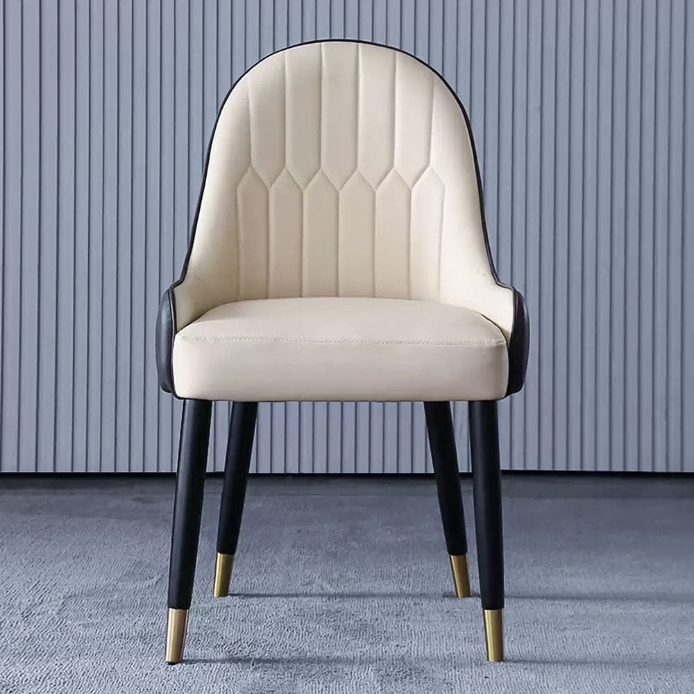 Parzialmente assemblato Beige Pelle Sedie da pranzo