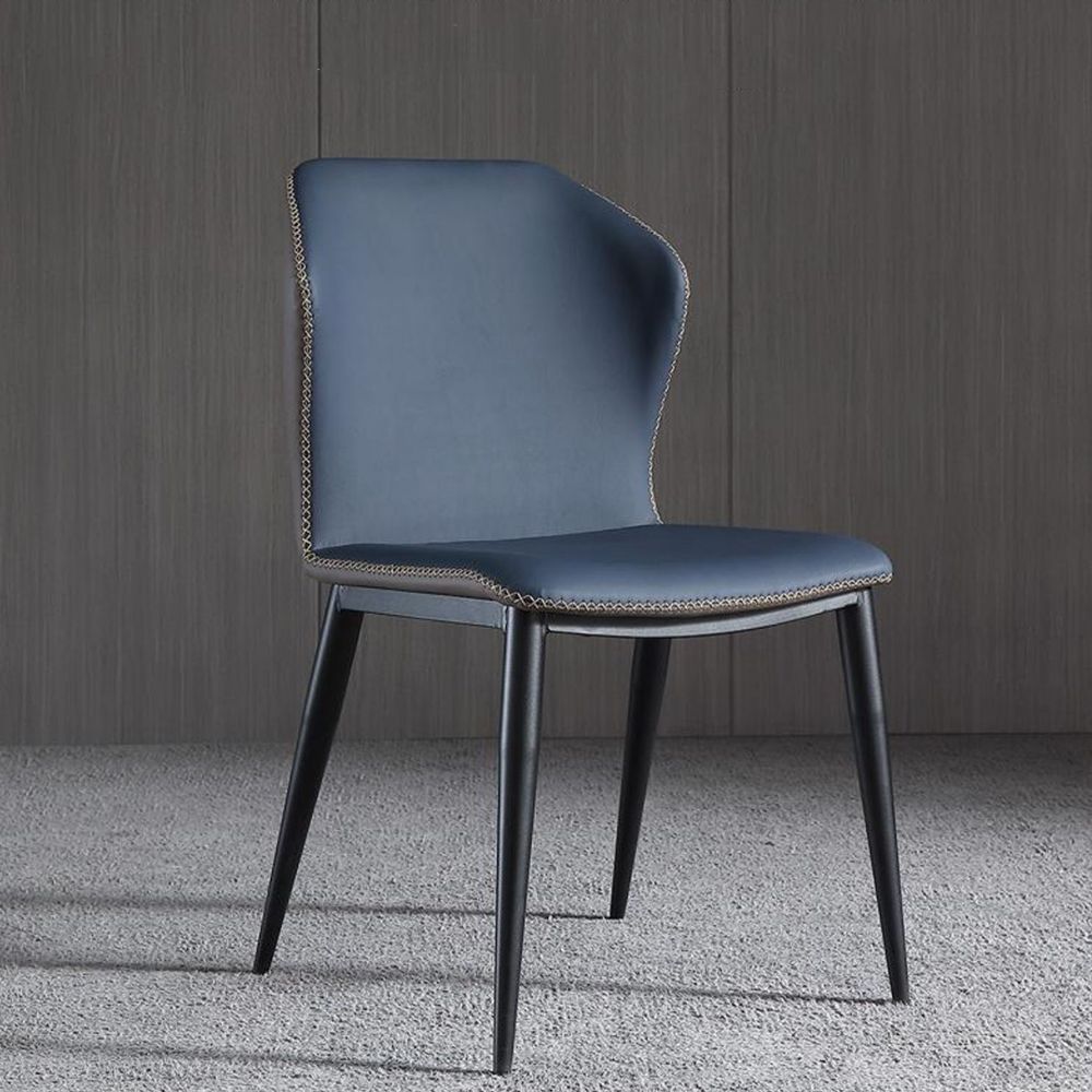 Parzialmente assemblato Blu navy Pelle Sedie da pranzo