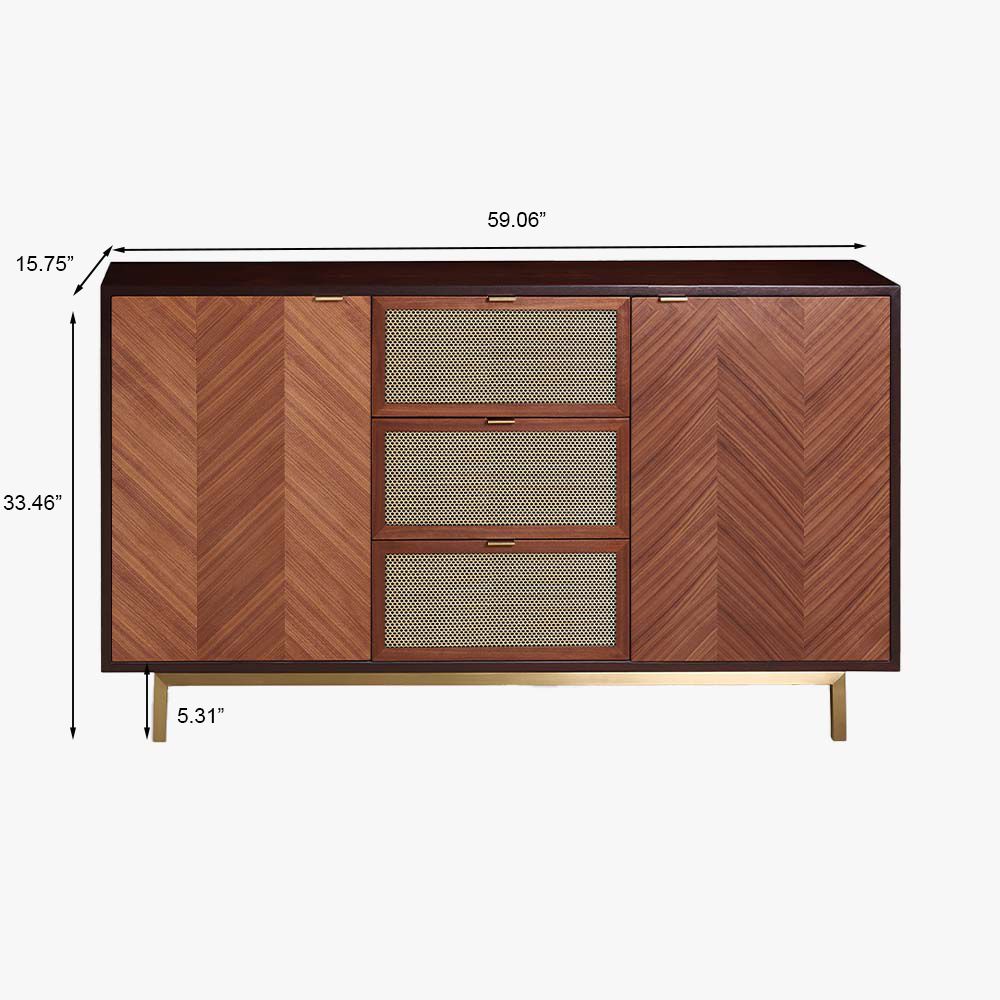 Metal Leg Walnut Sideboards & Buffets