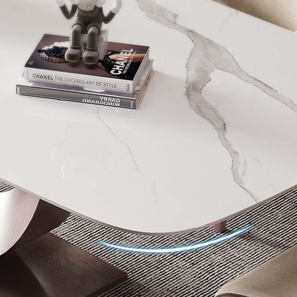 Metal Base White Sintered Stone Dining Tables