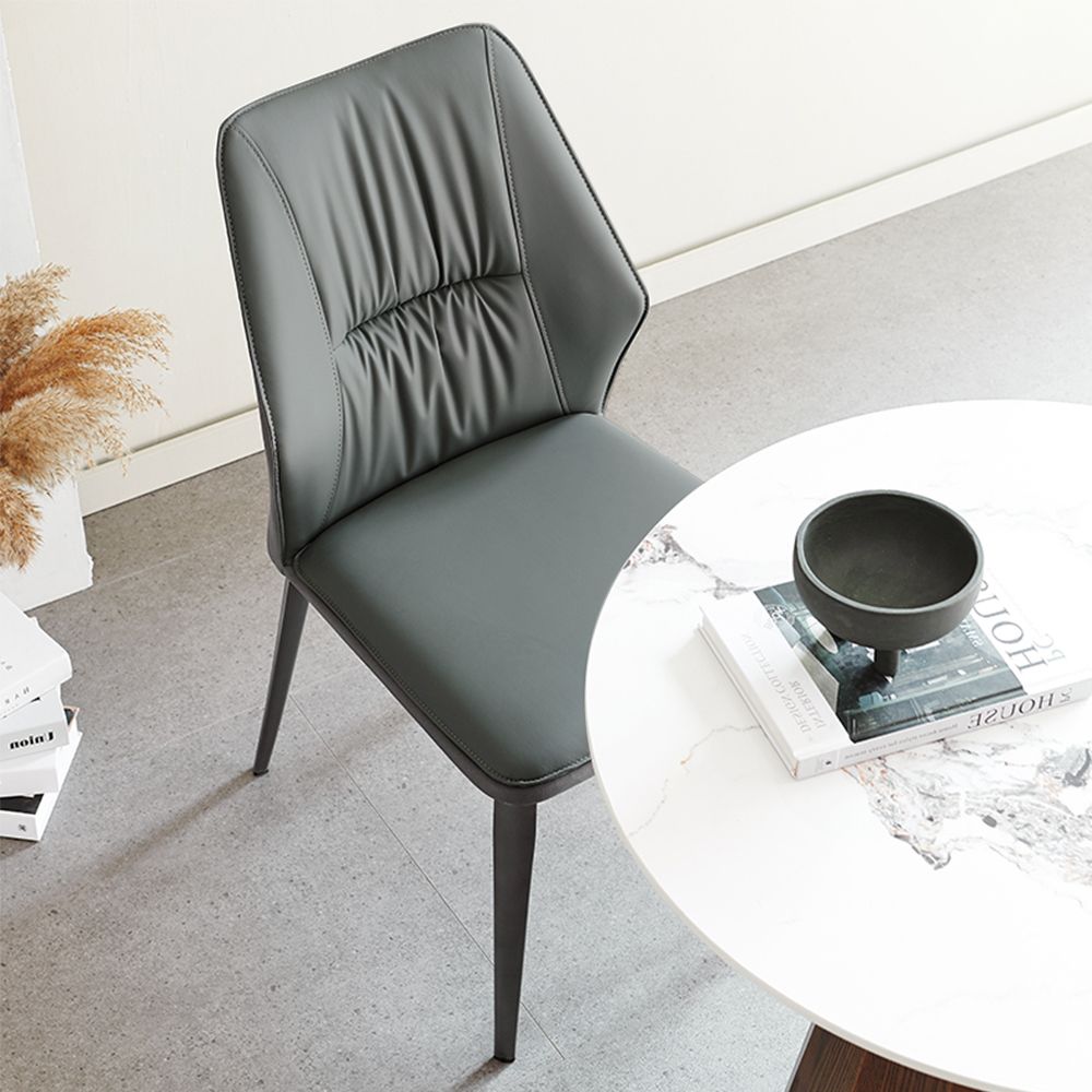 Partly Assemble Gray PU Dining Chairs