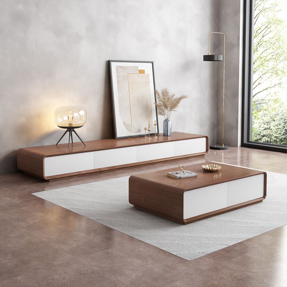 Dunkles Holz und Weiß  MDF TV-Möbel