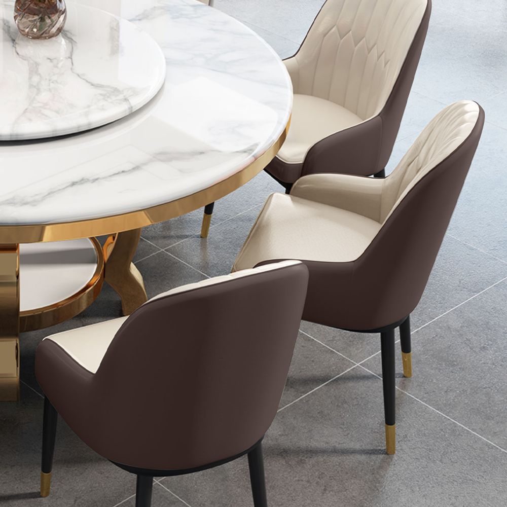 with Lazy Susan White Faux Marble Dining Tables