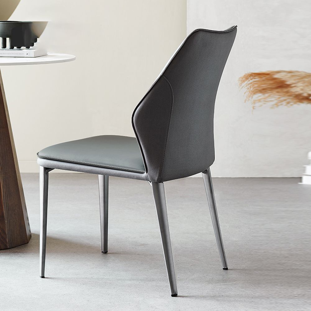 Metal Leg Gray PU Dining Chairs