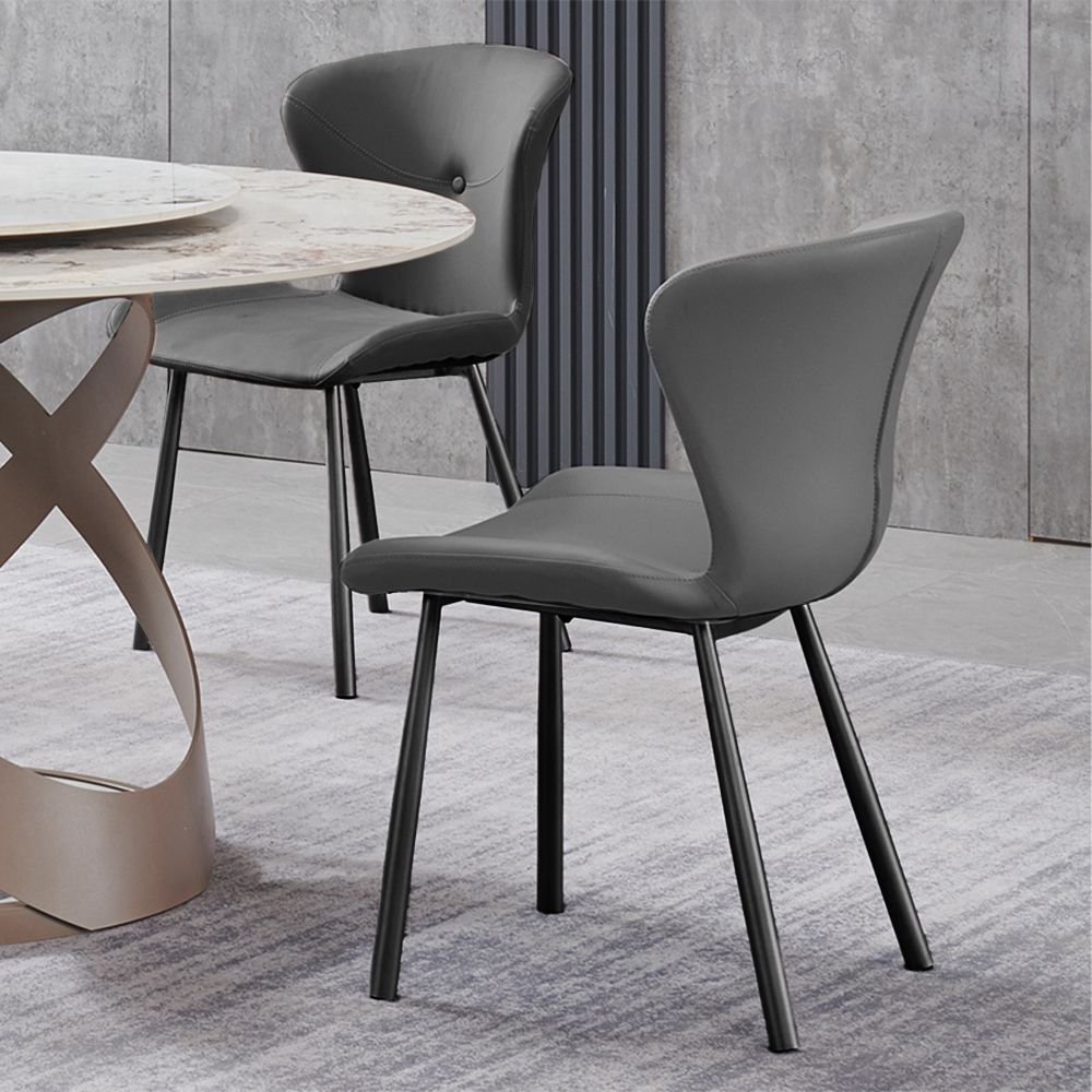 Leather Gray PU Dining Chairs