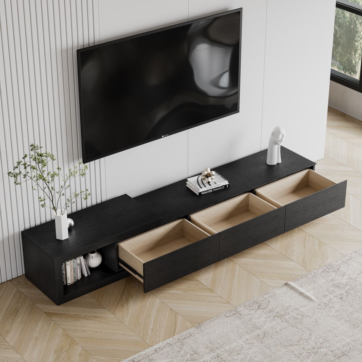 Schwarz  MDF TV-Möbel