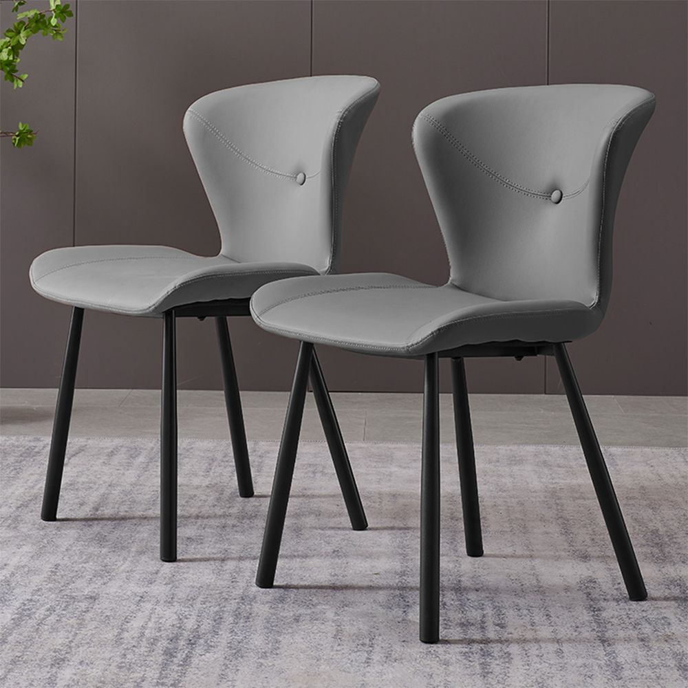 Pure Color Gray PU Dining Chairs