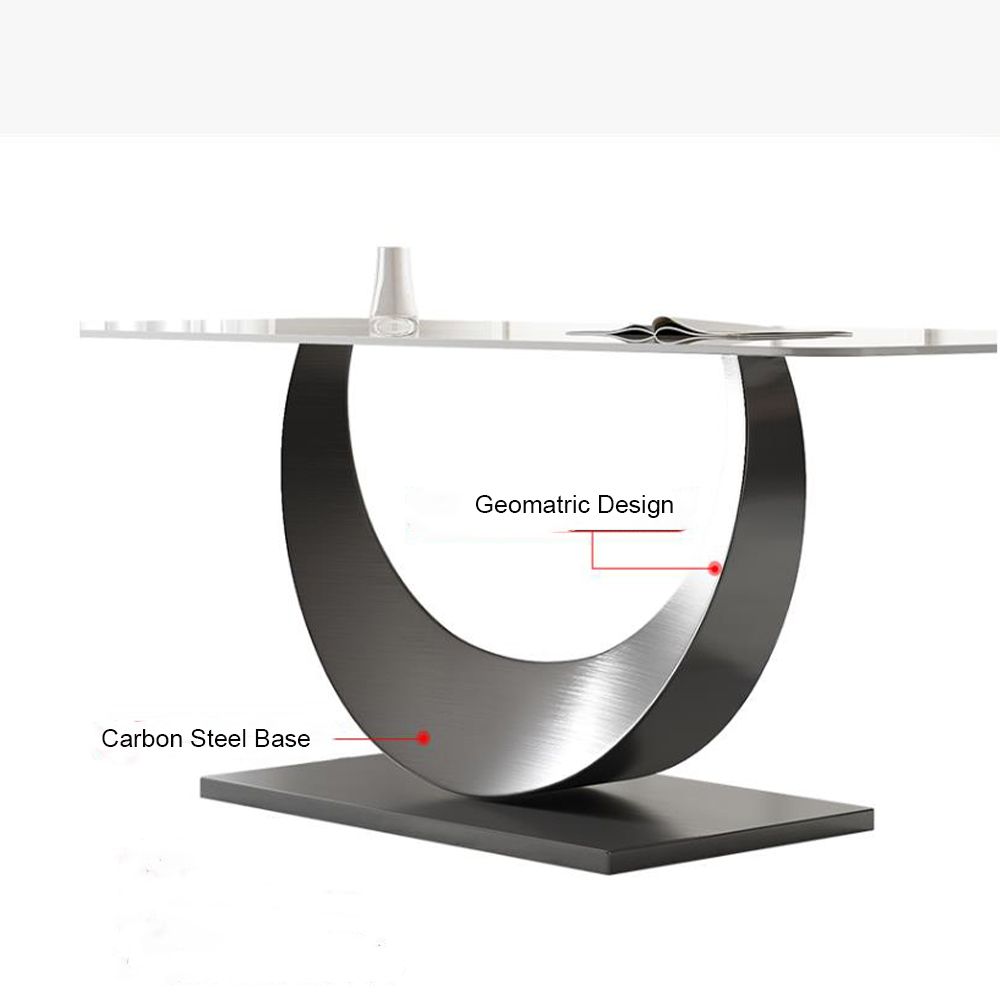 Modern Luxury White Glossy Sintered Stone Dining Room Set