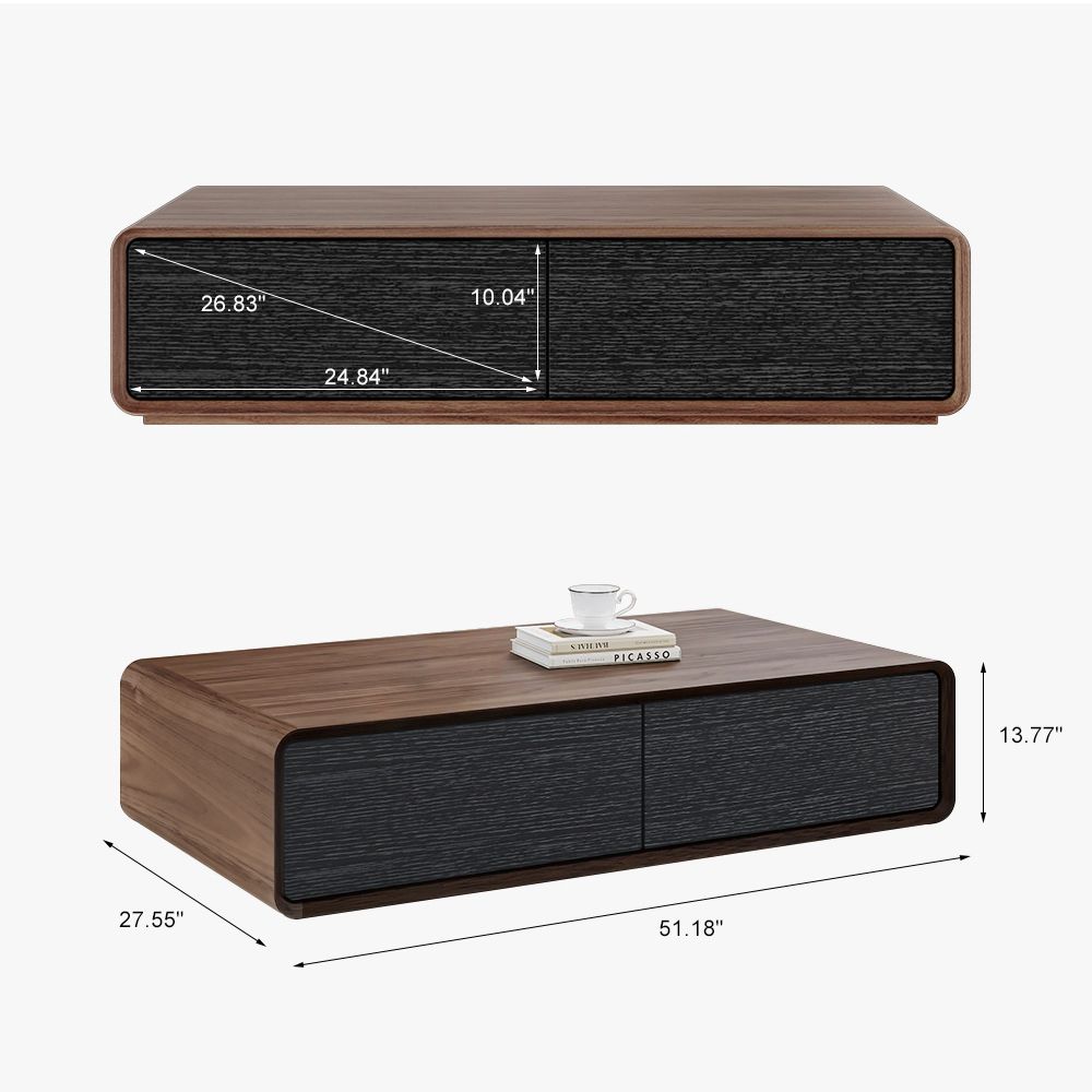 with Storage Walnut & Black MDF Coffee Tables