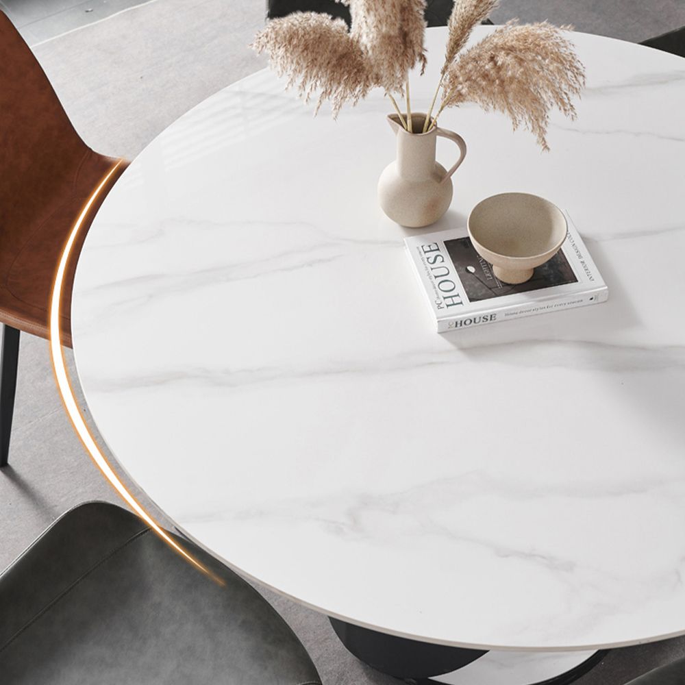 Moderno Bianco Pietra sinterizzata lucida Tavoli da pranzo