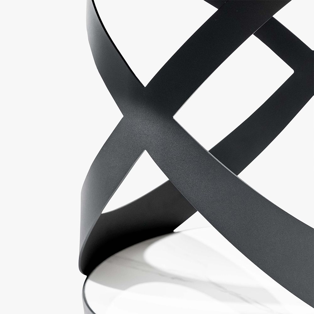 with Lazy Susan White Glossy Sintered Stone Dining Room Set