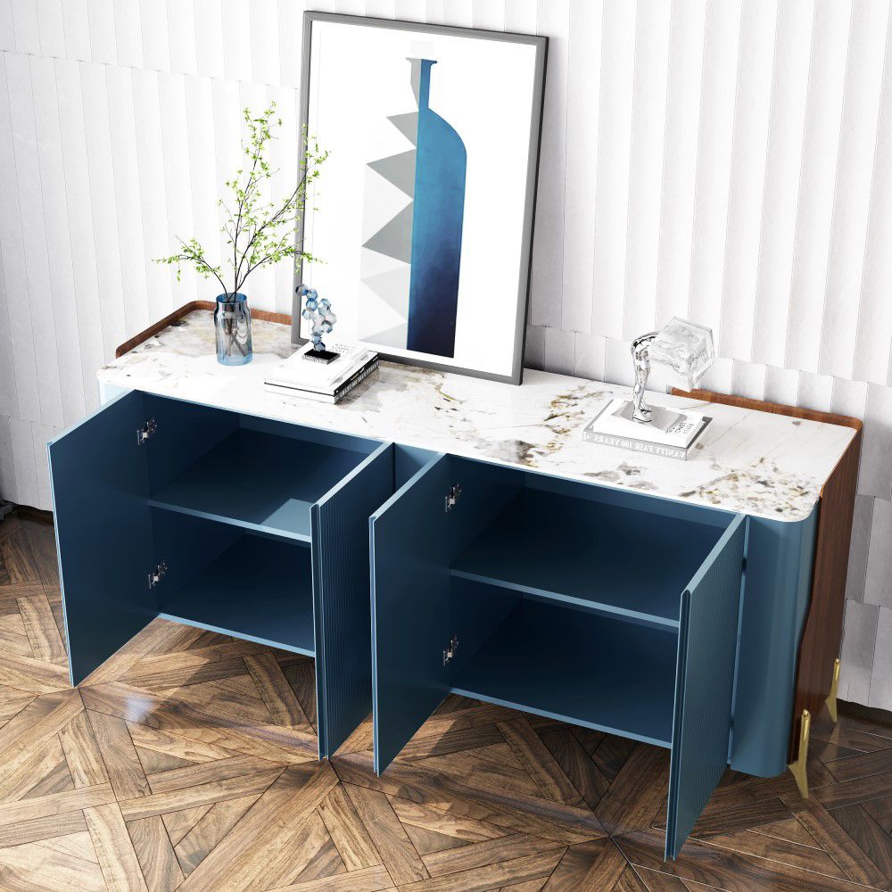 Cadre en bois massif multicouche Bleu  pierre frittée  Buffets