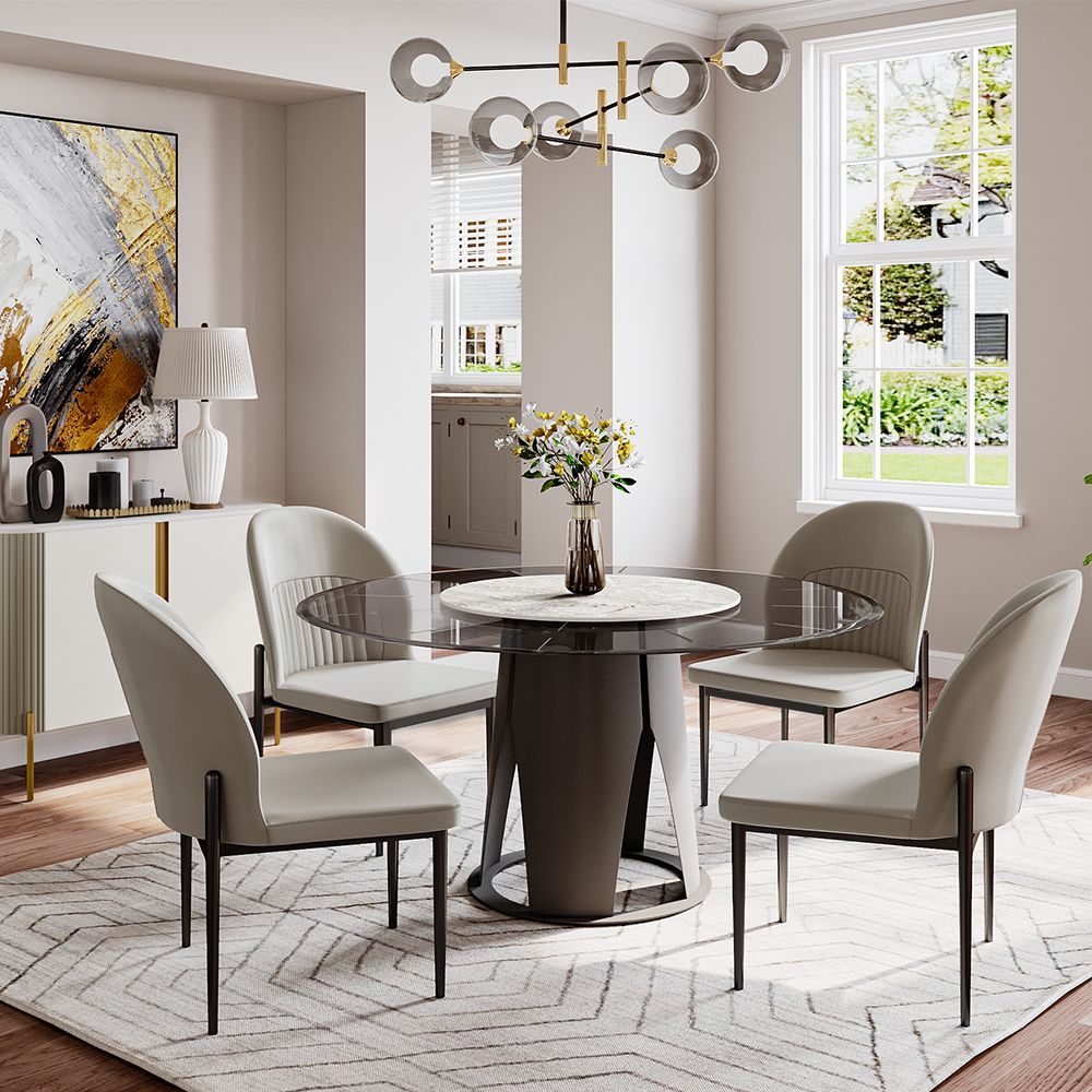 with Chairs Black Glass Dining Room Set