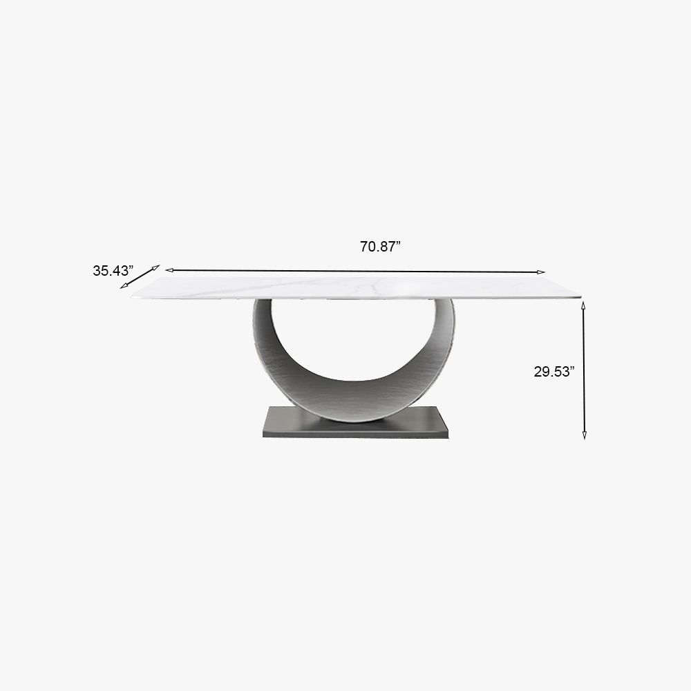 Sintered Stone White Glossy Sintered Stone Dining Room Set