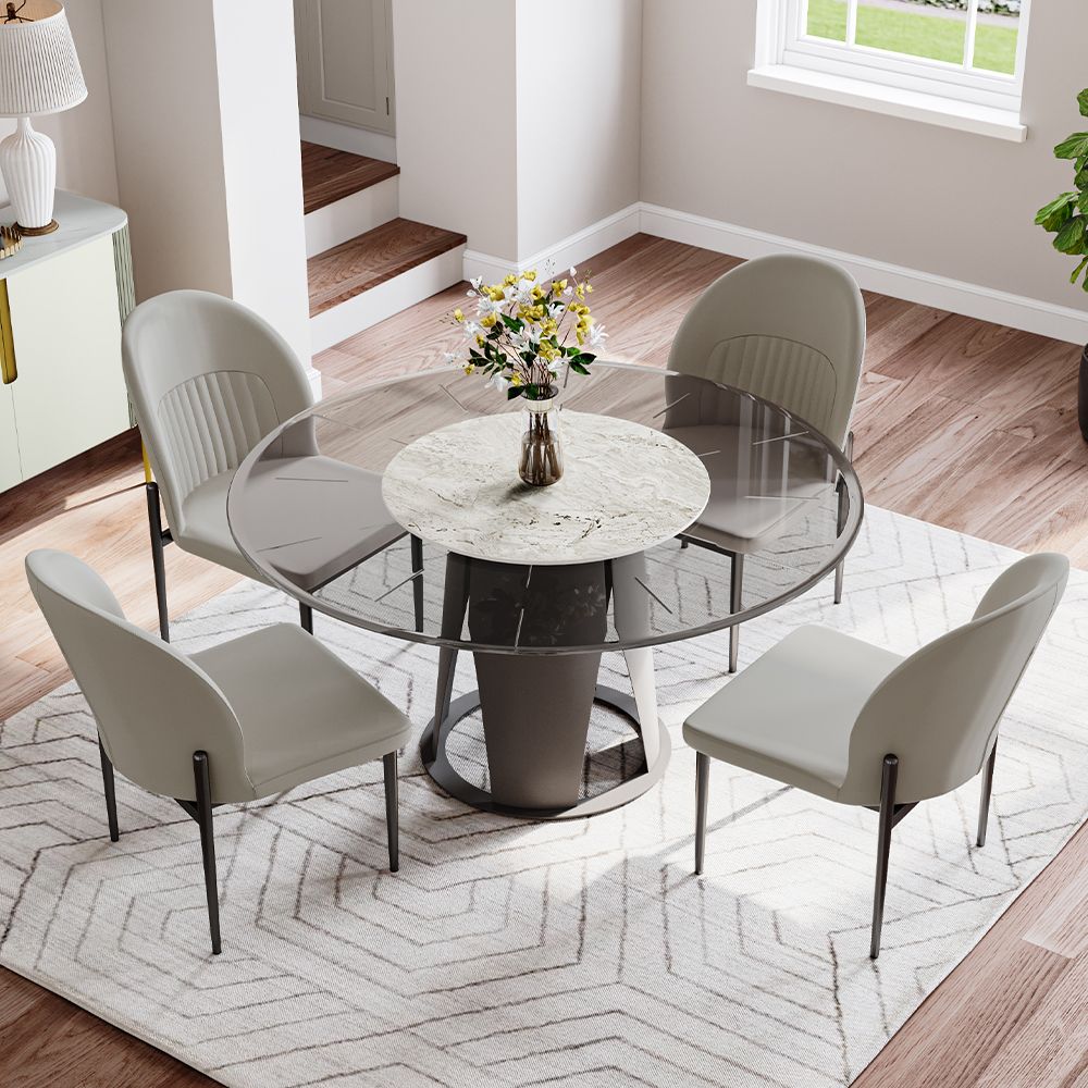 Partly Assemble Light Gray PU Dining Chairs