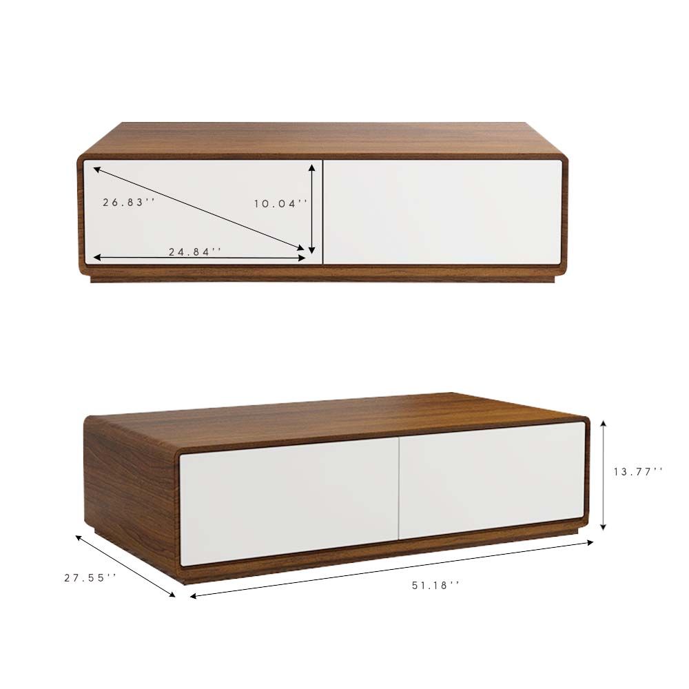 with Drawers Walnut & White MDF Coffee Tables