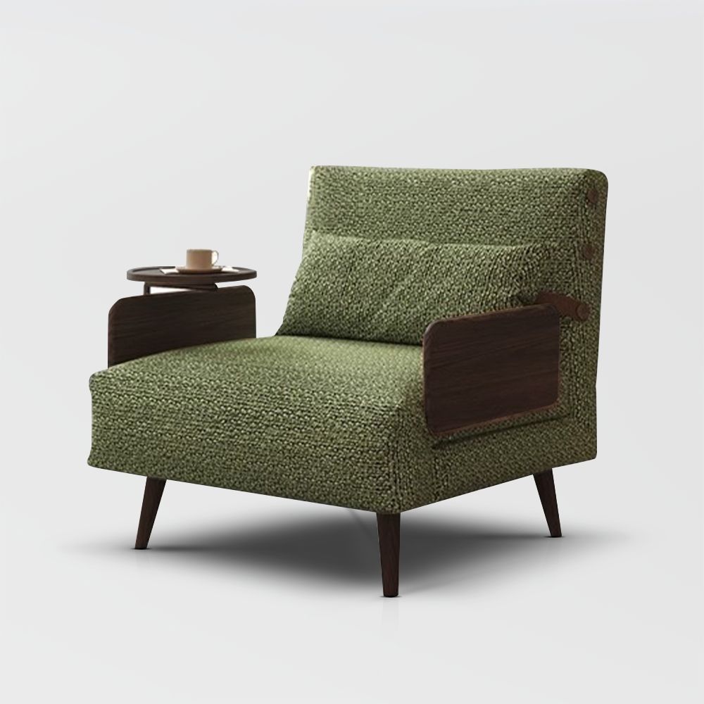 Mid Century Modern Green Cotton & Linen Accent Chairs