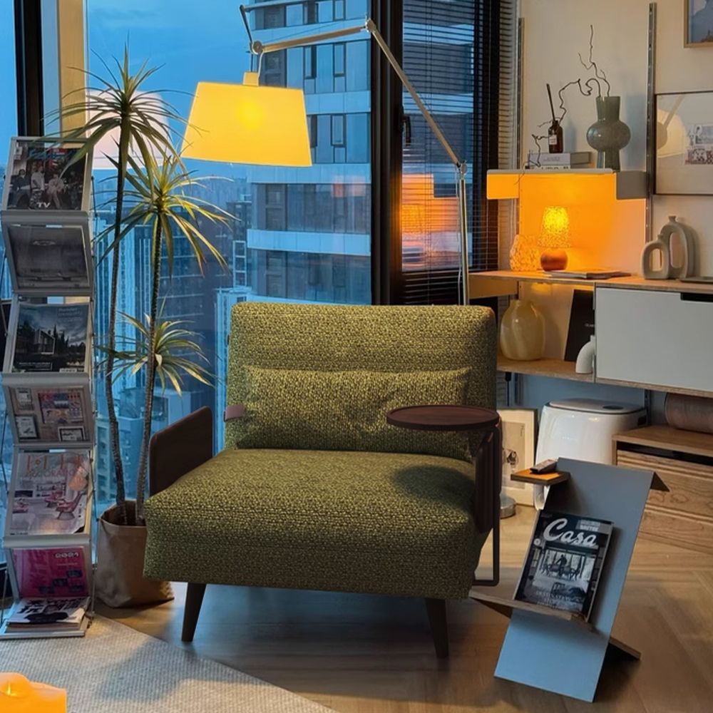 Modern Green Cotton & Linen Accent Chairs