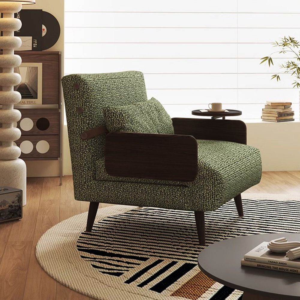 Mid Century Modern Green Cotton & Linen Accent Chairs