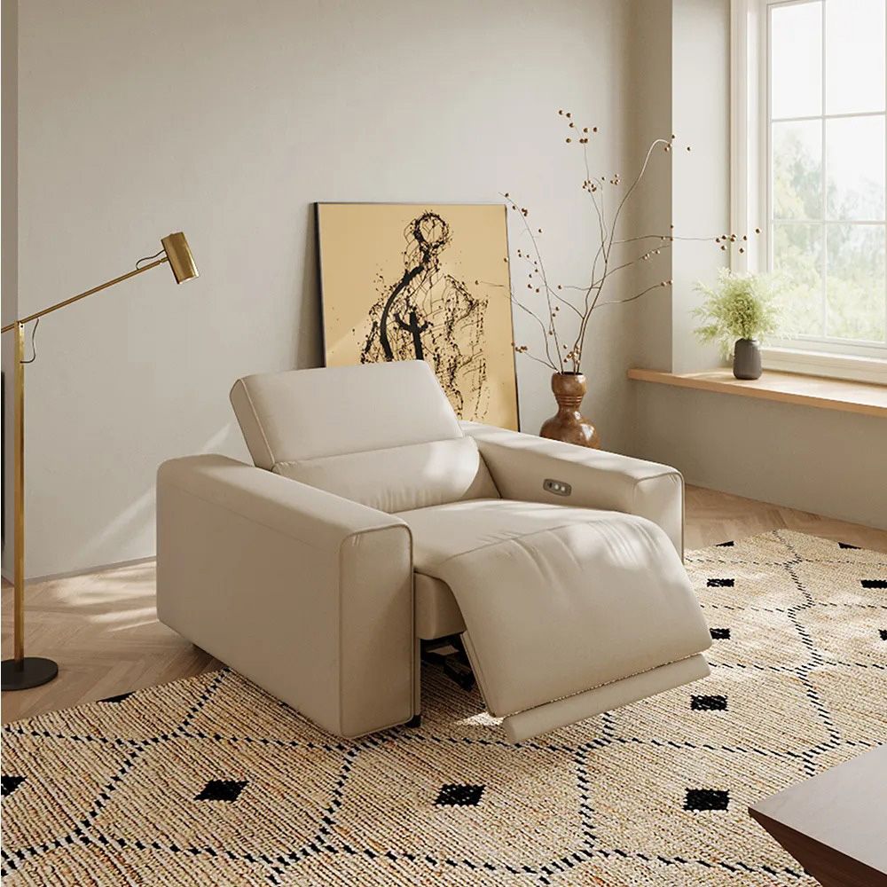 Square Beige Eco-friendly Microfiber Leather Accent Chairs