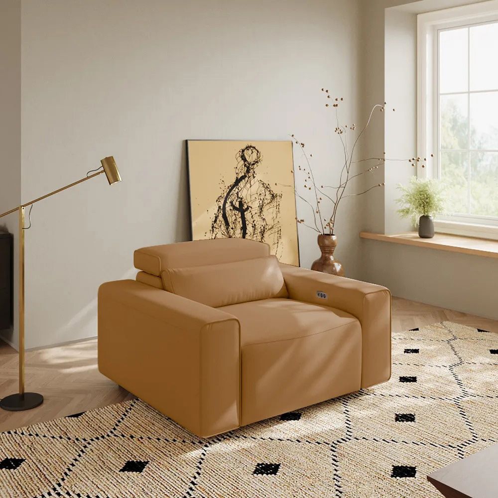 Pure Color Khaki Eco-friendly Microfiber Leather Accent Chairs