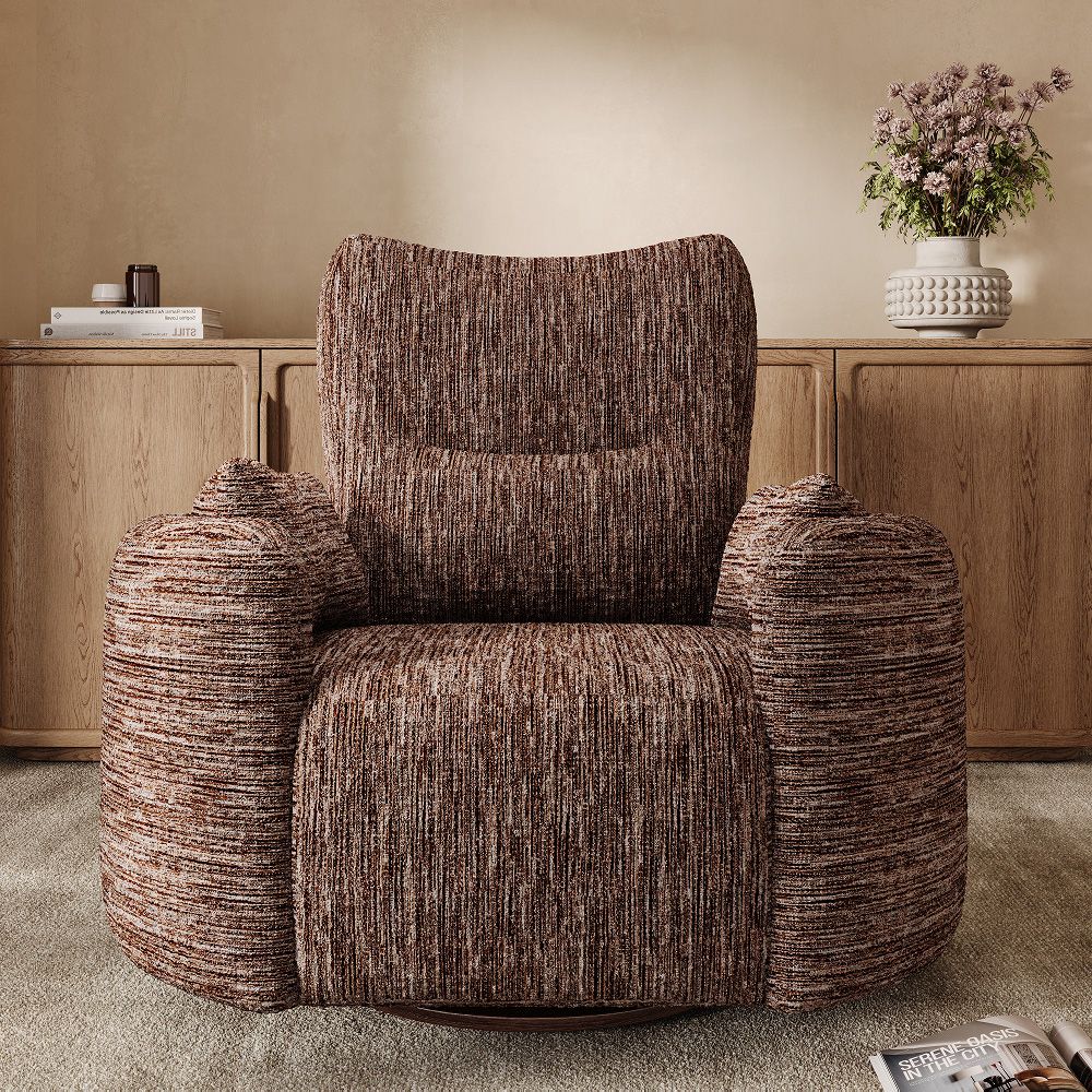 Home Theater Brown Chenille Accent Chairs