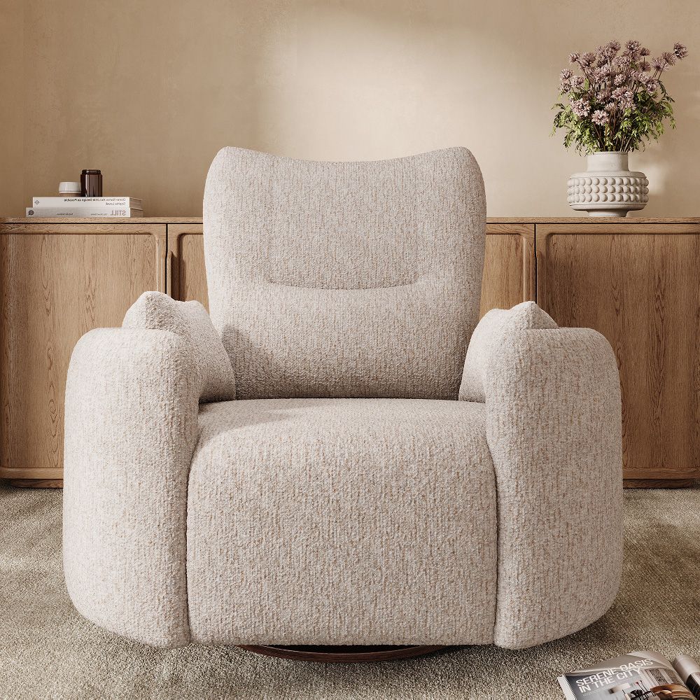 Extendable Beige Chenille Accent Chairs