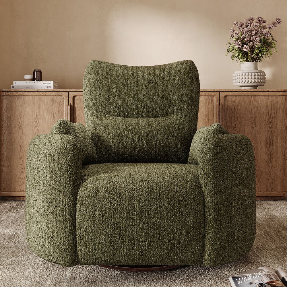 Swivel Green Chenille Accent Chairs