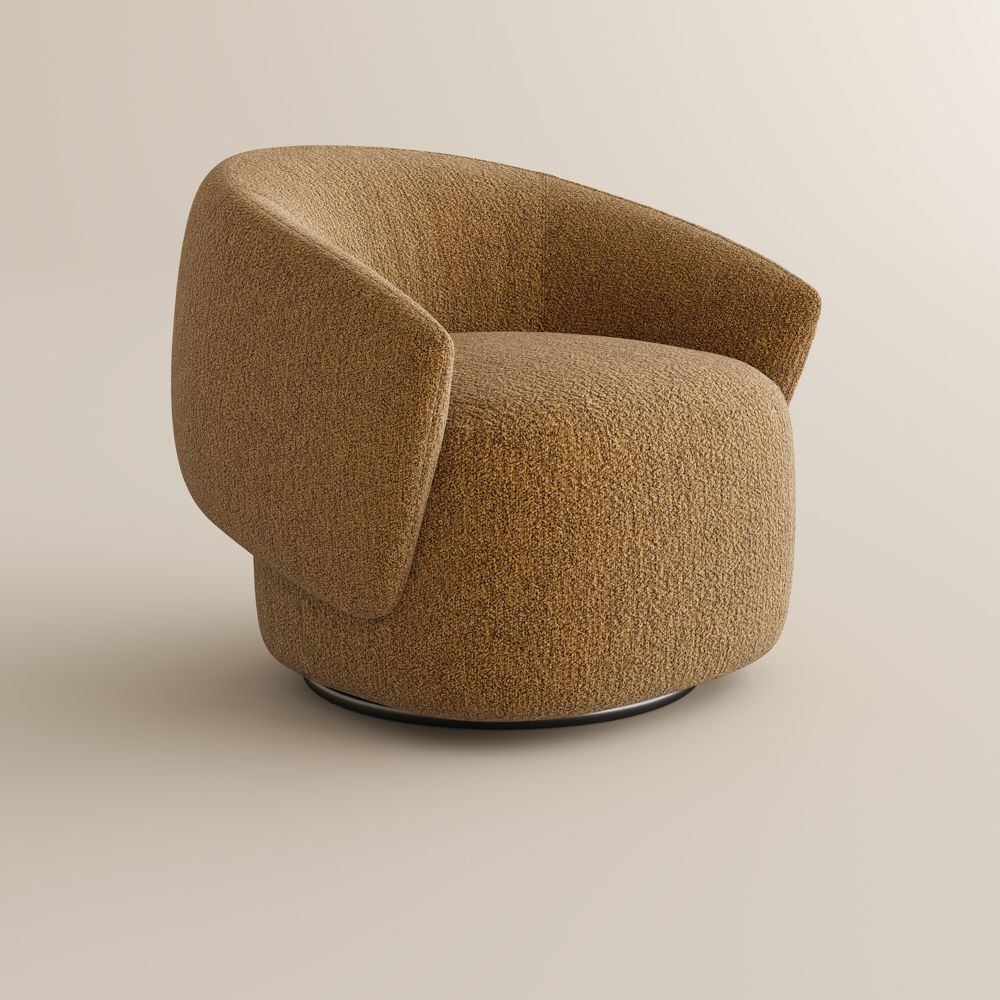 Medium Brown Bouclé Accent Chairs