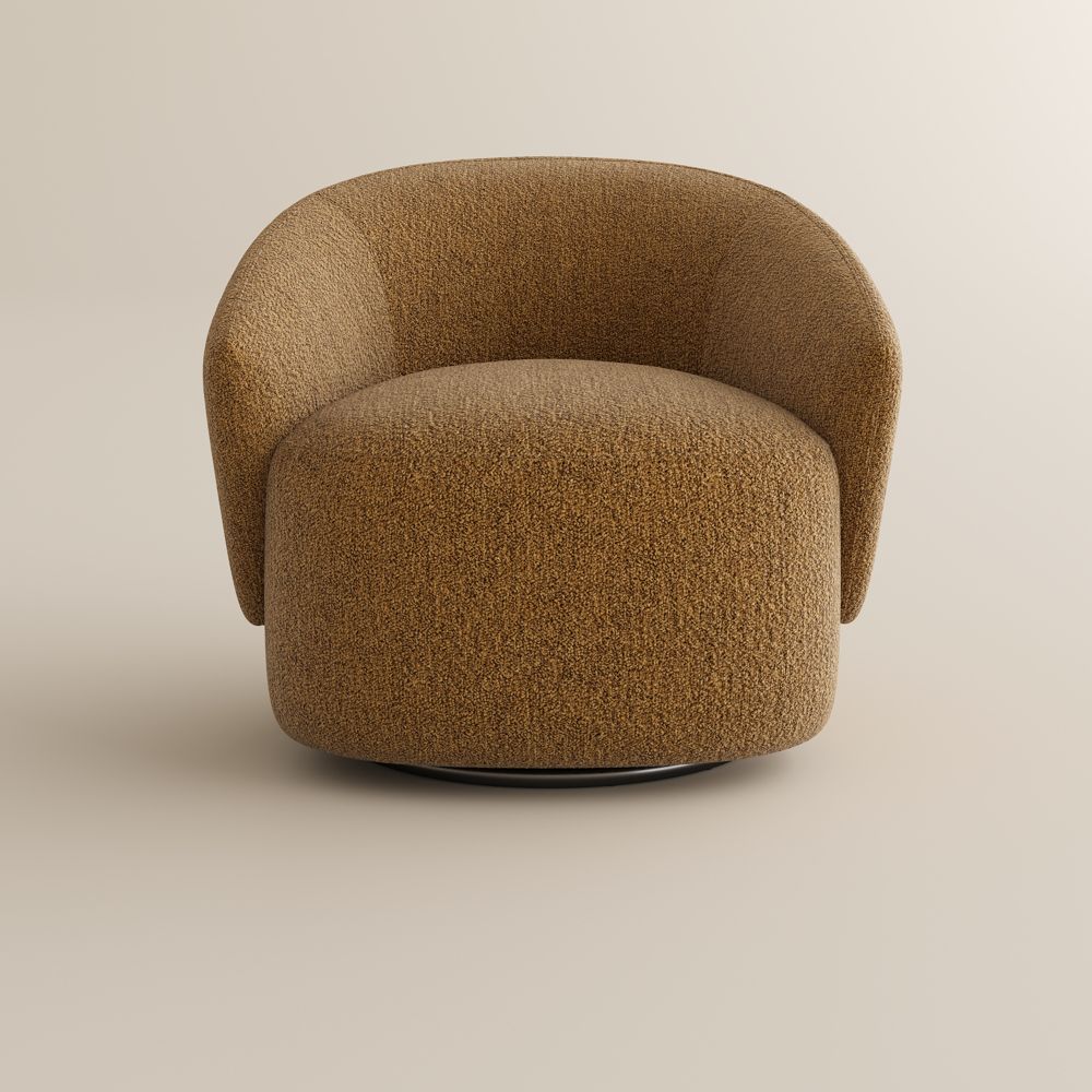 Medium Brown Bouclé Accent Chairs