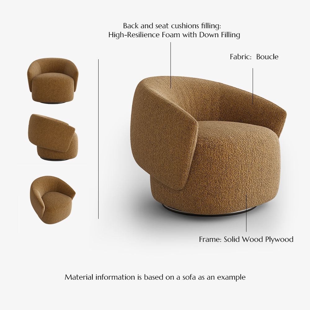 Bouclé Brown Bouclé Accent Chairs