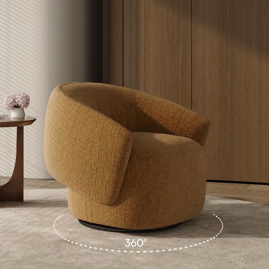 Medium Brown Bouclé Accent Chairs