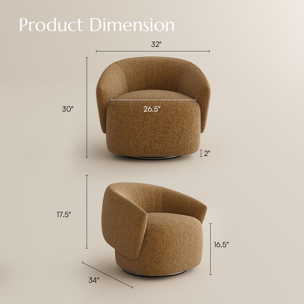 Medium Brown Bouclé Accent Chairs