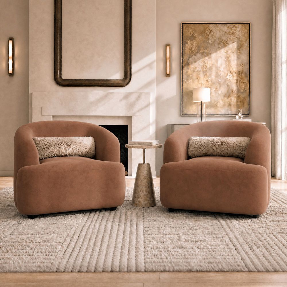 Accent Chair Brown Suede Fabric Accent Chairs