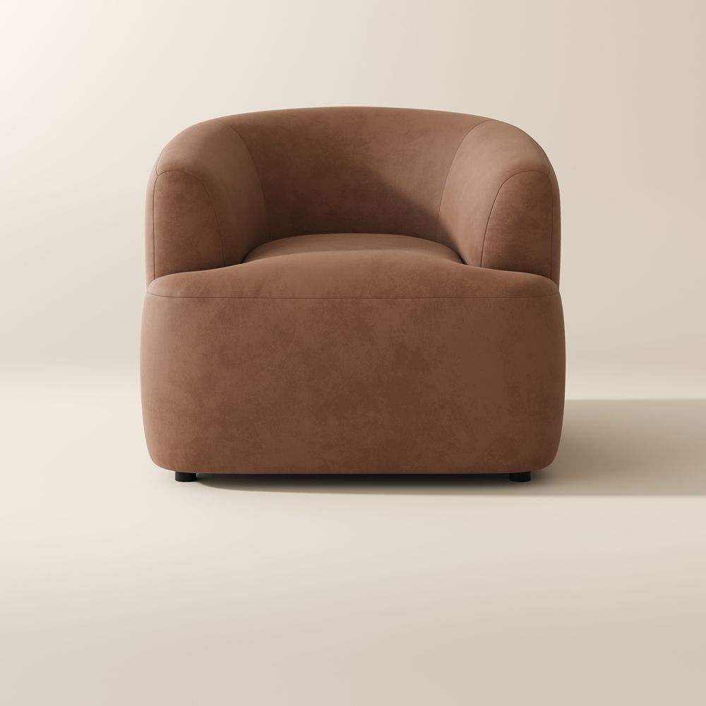Bedroom Brown Suede Fabric Accent Chairs