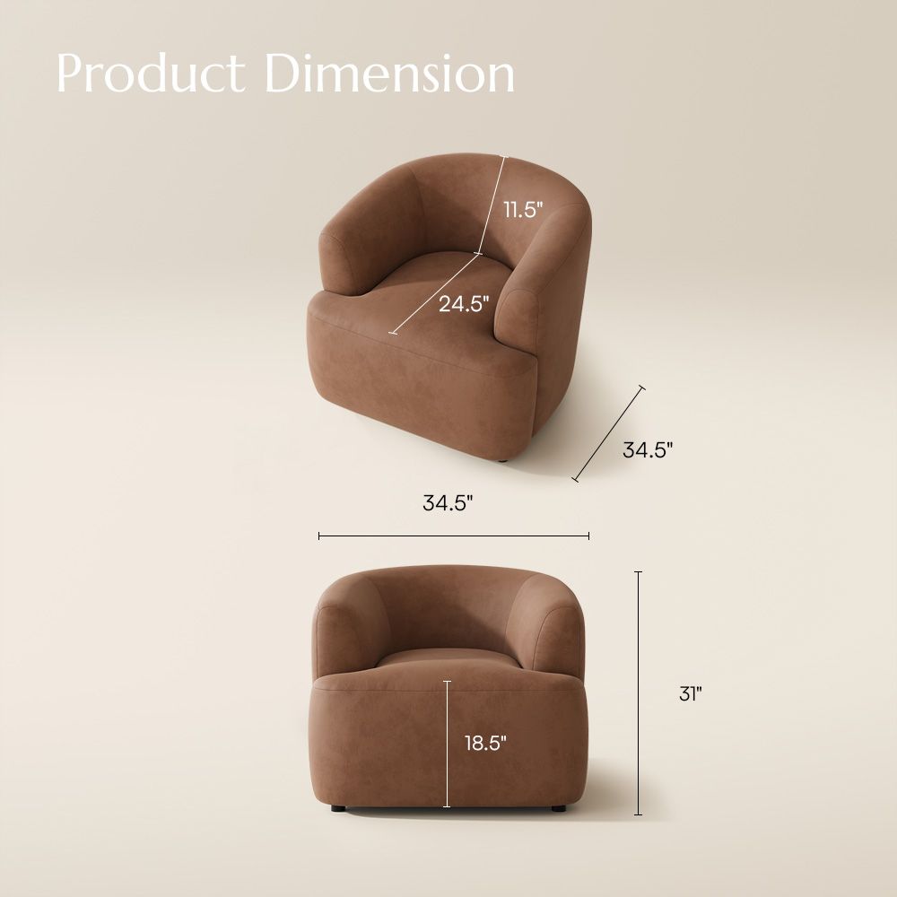 Apartment Brown Suede Fabric Accent Chairs