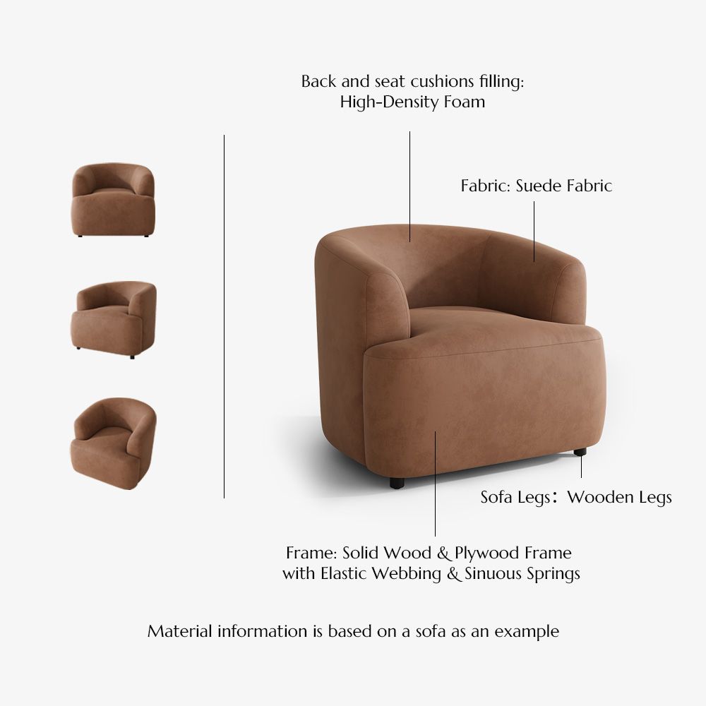 RV Brown Suede Fabric Accent Chairs