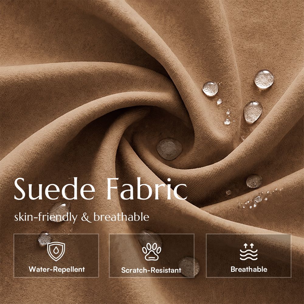 Relaxed Brown Suede Fabric Accent Chairs