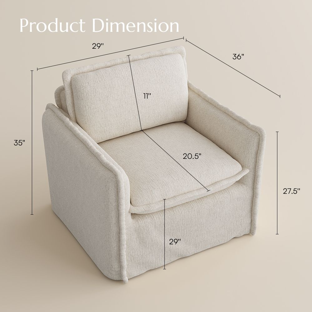 Apartment Beige Cotton and Linen Accent Chairs