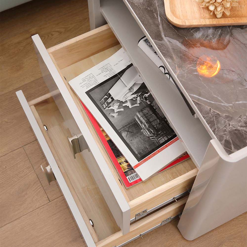with Storage Gray MDF Nightstands