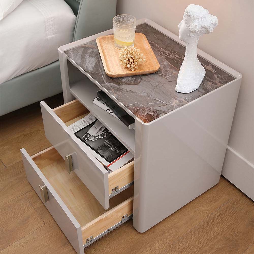 Modern Minimalist Gray MDF Nightstands